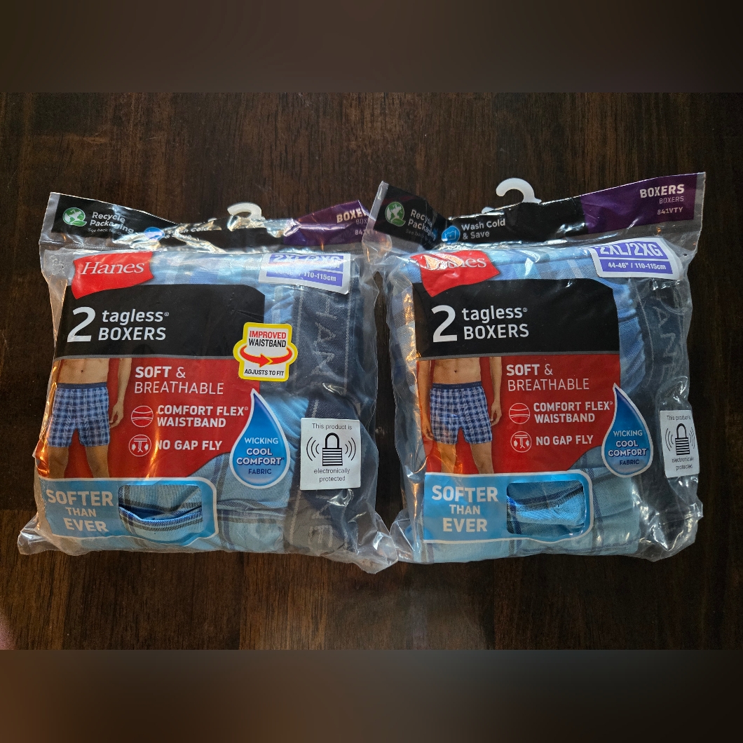 Hanes Men’s Blue 2xl Tagless Boxer Briefs - 2 Pack